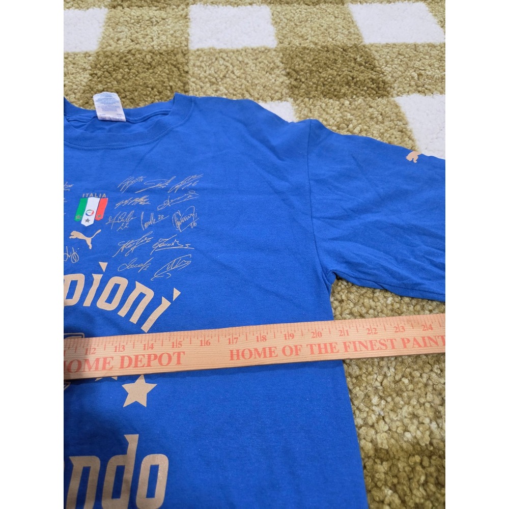 Puma Italia Campioni del Mondo 4 Blue Soccer T-Shirt Mens Large Italy World Cup - Picture 4 of 7